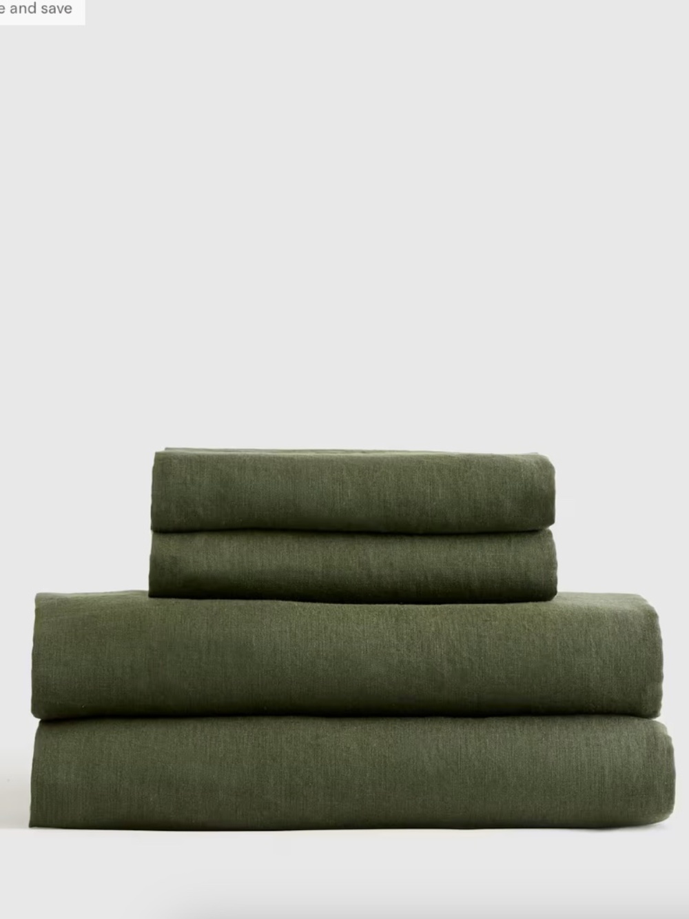 Quince European Linen Pillow Sham Set Standard Pine Green 2 NWOT - Picture 2 of 4